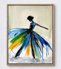 Original Woman In Dress Art 14x11 Canvas Modern Abstract Expressionism Painting