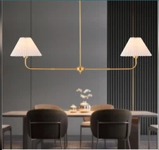 FIYUEOYI Gold Linear Chandelier, 2-Light Modern Chandelier for Dining Room New!!