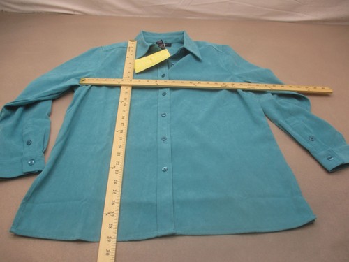 NWT Denim & Co Size M Womens Blue Long Sleeve Button Up Long Office Shirt 618 - Picture 5 of 9