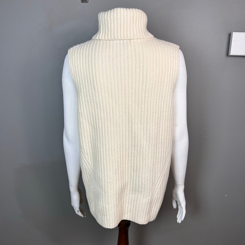 J.Crew Fisherman Sweater Size small Baggy Turtleneck Cream Ribbed Sleeveless - Picture 3 of 11