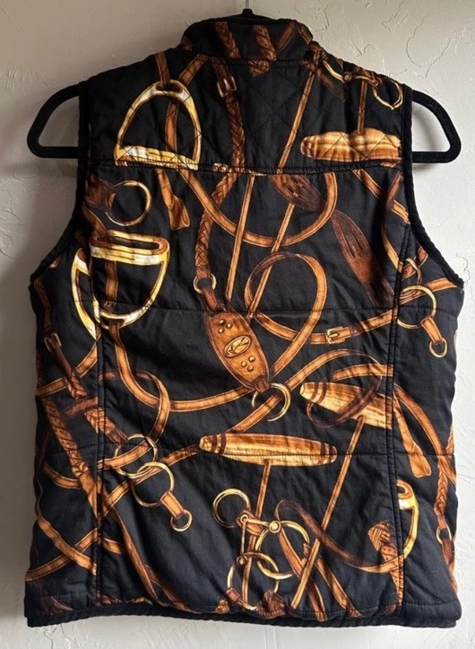 Ralph Lauren Chaleco Reversible Denim Caballo Ecuestre Brida Estampado Dinero Antiguo Talla M Foto 3 de 4