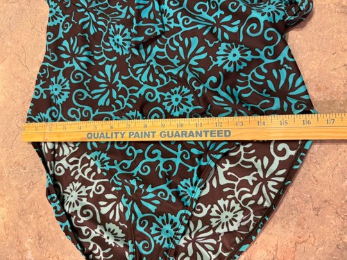 Anne Klein Ak Halter Swimsuit Size 18 One Piece Bathing Suit Teal Brown - Picture 6 of 8