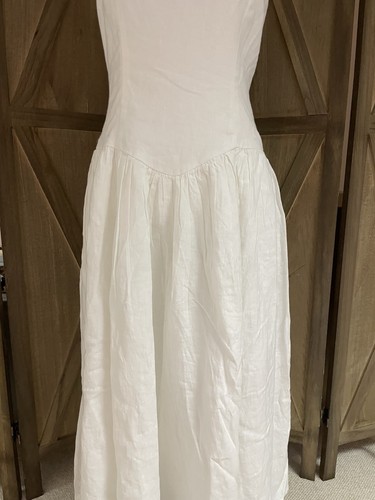 Midikleid Damen L Leinen Balu-Form Taille weiß (neu) dehnbarer Rücken - Bild 3 von 15