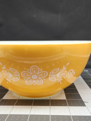 Pyrex # 442 1-1/2 QT Schmetterling Gold Aschenputtel verschachtelte Rührschüssel Blumen Swag - Bild 5 von 11