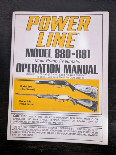 Vintage 70er Jahre Daisy Powerline Modell 880 881 Bedienungsanleitung für BB-Pistole