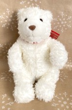 Gund White Teddy Bear Plush Squeege 1468 Vintage Stuffed Animal Red Bow