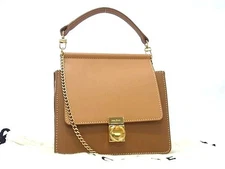 Polène Numero Sept leather chain 2-way crossbody shoulder bag handbag brown