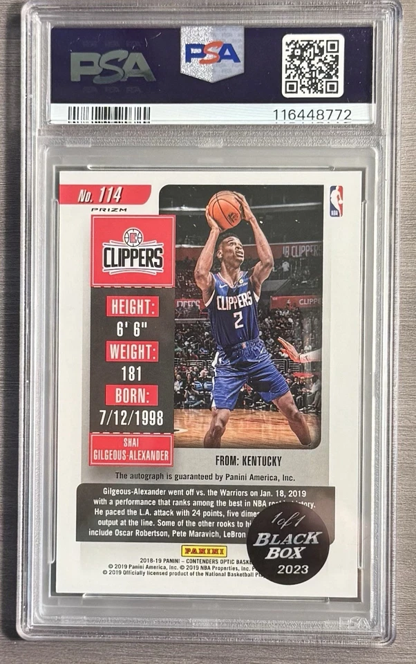 2018-19 Contenders Optic Shai Gilgeous-Alexander Orange Auto RC Black Box 1/1 - Image 2 of 4