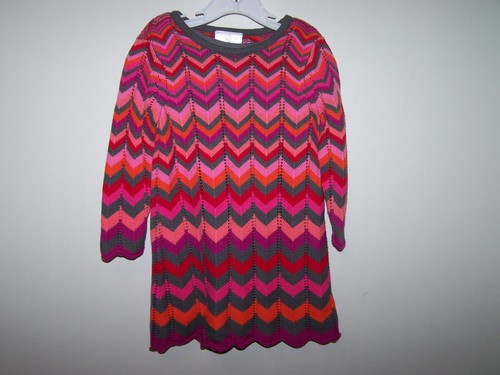 Hanna Andersson Toddler Girl Dress Siz 90 3T Multicolor Herringbone Striped Knit