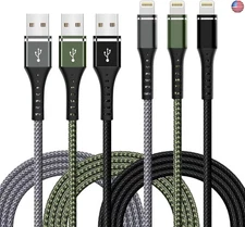 iPhone Charger [Apple MFi Certified] 3-Pack 6FT Lightning Cable Nylon Braided