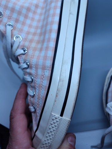 Converse Chuck Taylor 70 Women's 10.5 Pink  Gingham High Top Shoes Pink White - Picture 12 of 15