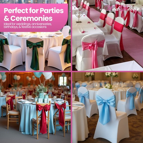 Satin Chair Sashes for Wedding Wider Fuller Bows Sash Banquet Event Decor Party - Picture 102 of 301
