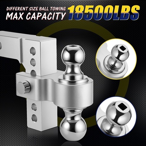 2" Receiver 6" Drop/Rise Adjustable Tow Hitch Dual Ball Mount Trailer 18500 lbs - Picture 5 of 7