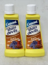 2 PACK Carbona 9 Stain Devils Rust And Perspiration Laundry Stain Remover 1.7 Oz