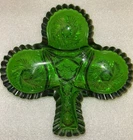 Vintage Green Sawtooth Depression Glass Shamrock Clover Dish. McKee Kemple?