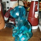Fenton Hand Painted Art Glass Rabbit Figurine Blue Floral Design