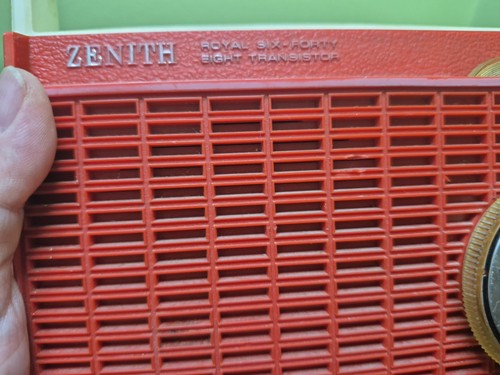 Rare Red Vintage Zenith Royal Six-Forty Eight Transistor Radio Works Read - Picture 8 of 24