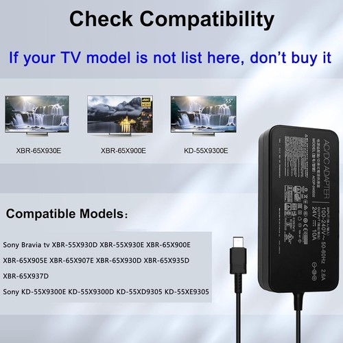 24V 10A Charger Power Cord for acdp-240e02 Sony 65X900E 65X905E 65X930D 65X930D - Afbeelding 2 van 20