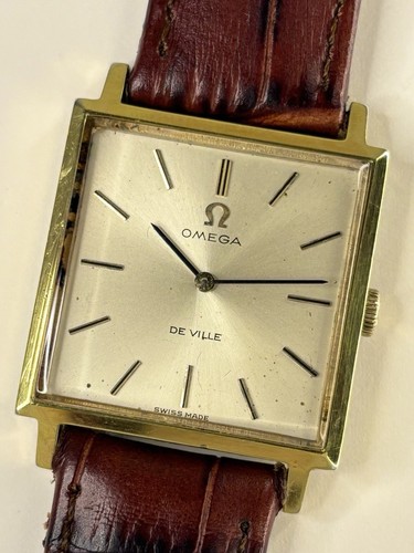 Reloj de vestir OMEGA De Ville vintage años 60’s manual esfera Sunburst dorado cuadrado para hombre - Imagen 4 de 8