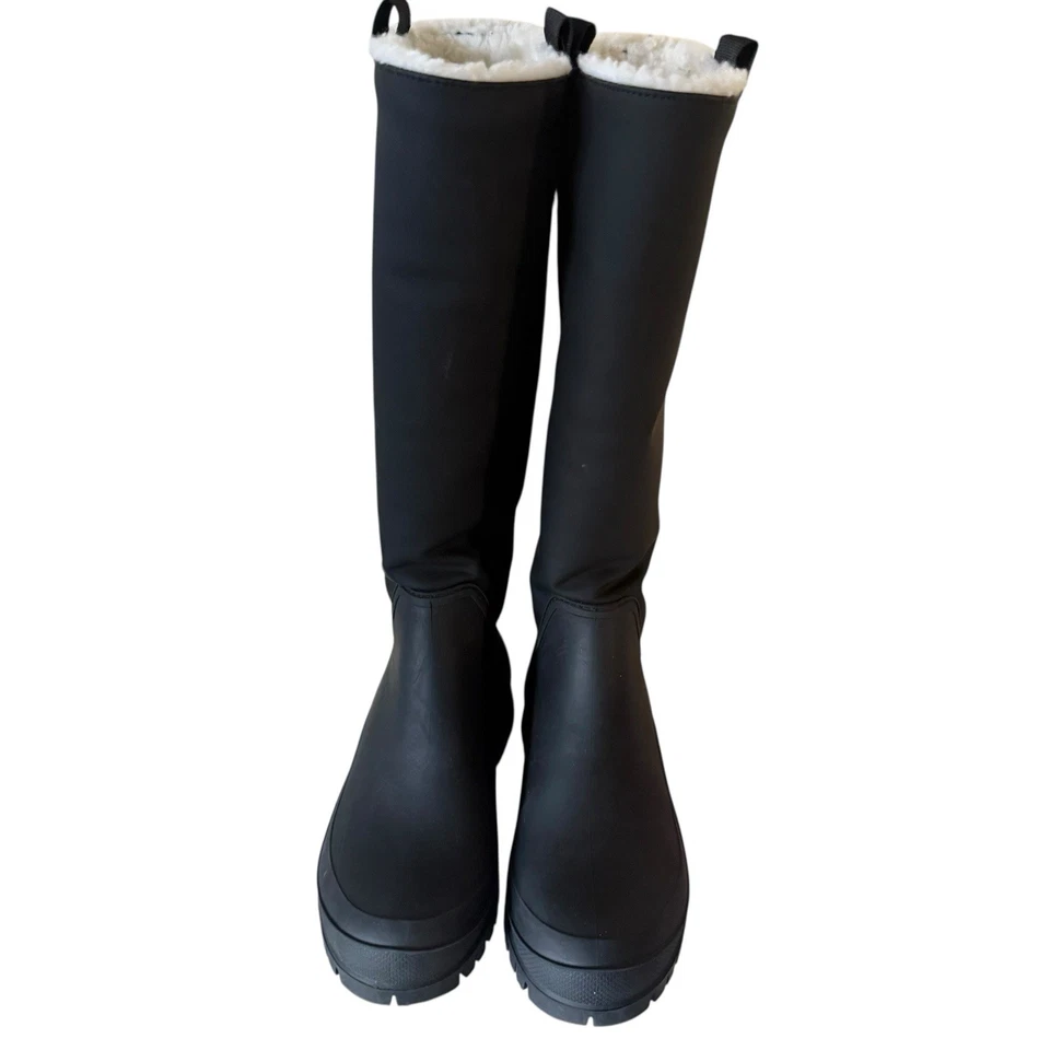 Sam Edelman Lessie Botas de Lluvia Altas con Forro de Piel de Oveja Negras Impermeables Talla 6 Foto 3 de 4