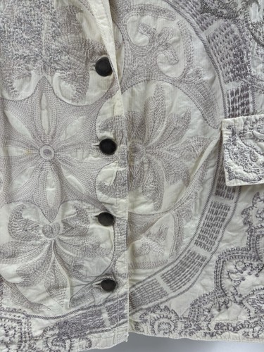 Johnny was biya embroidered white cotton Y2K 2000s button up jacket blazer small - Picture 5 of 24