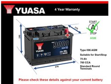 AGM Car Battery fits HONDA CIVIC HR-V CR-V ACCORD FR-V NSX 2004 on Stop Start