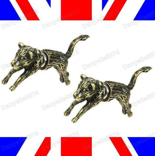 LEOPARD-JUMPING-THROUGH-EAR tunnels BIG CAT ANIMAL STUD EARRINGS panther lioness - Picture 6 of 6