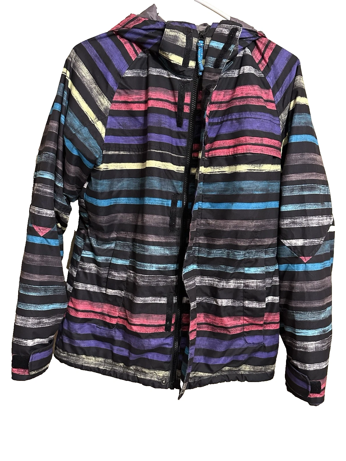burton dryride snowboard ski hooded stripes jacket