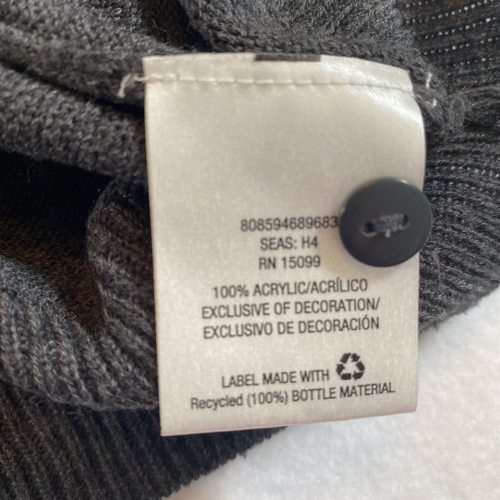 Covington gray sweater cardigan small beaded neckline white pearls rhinestones - Picture 15 of 17
