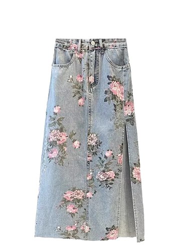 Molly Goddard Floral Print Straight Denim Blue High Waist | eBay