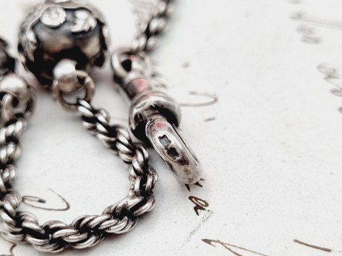 silver Albertina Tassel pocket watch chain and Gold Silver fob 19 gram - Picture 6 of 11