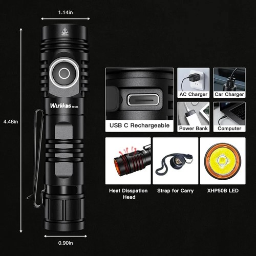 Wurkkos FC13S LED Flashlight 2500 Lumens 550ft Throw 5000K Cree XHP50B w/Battery - Bild 12 von 15