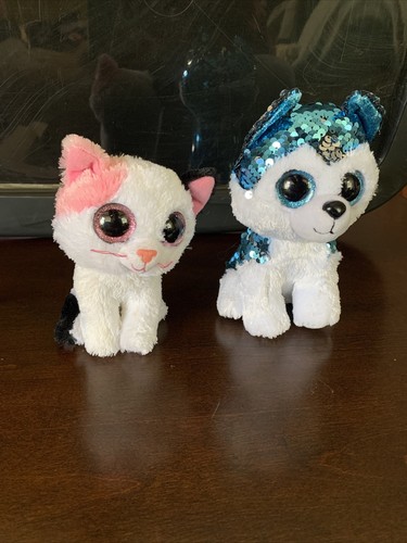 Ty Beanie Boos Muffin Cat Kitty Dog Slush Plush Toy White Black Pink 2014 - Picture 2 of 19