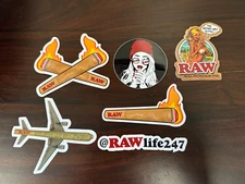 RAW Authentic Stickers Slap 6 Pack RAW Bikini Girl~#rawlife Fire Cones~Plane~#3