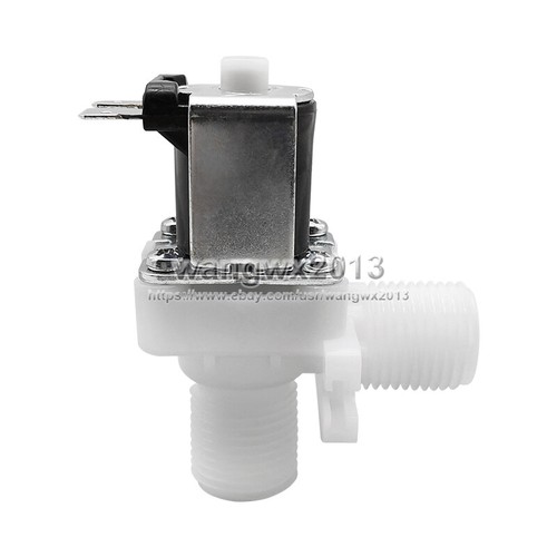 Válvula solenoide de agua de plástico ángulo recto normalmente abierta 1/2" PP DC12V 24V - Imagen 6 de 7