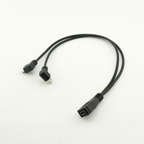 Micro USB 2.0 Female To Dual 2 Male Splitter Y 90°Angle Data Charger Cable Cord - Picture 2 of 5