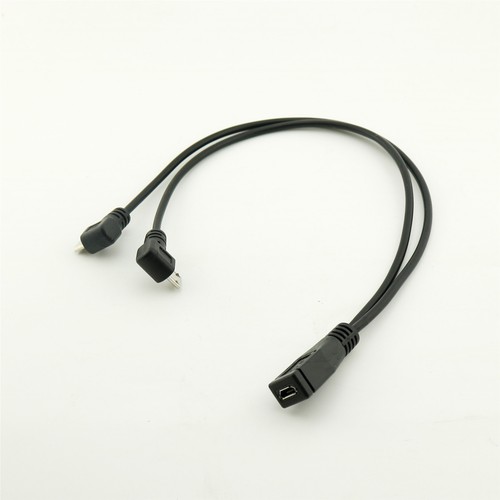 Micro USB 2.0 5 Pin Female To 2x Male 90° Angled Splitter Y Data Charger Cable - Picture 1 of 5