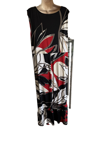 Maxi Vestido Lane Bryant Sedoso Primavera Verano Multi Rojo Negro Blanco Elegante 18-20 - Imagen 10 de 11