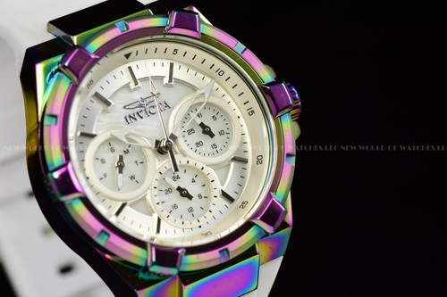 Invicta AVIATOR 36mm IRIDESCENT Chronograph MOP Dial Silicone Band Watch 37308 - Picture 4 of 6