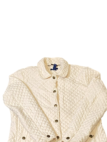 Chaps Quilted Jacket Womens Large White Long Sleeve Collared Snap Button Front - Picture 2 of 4