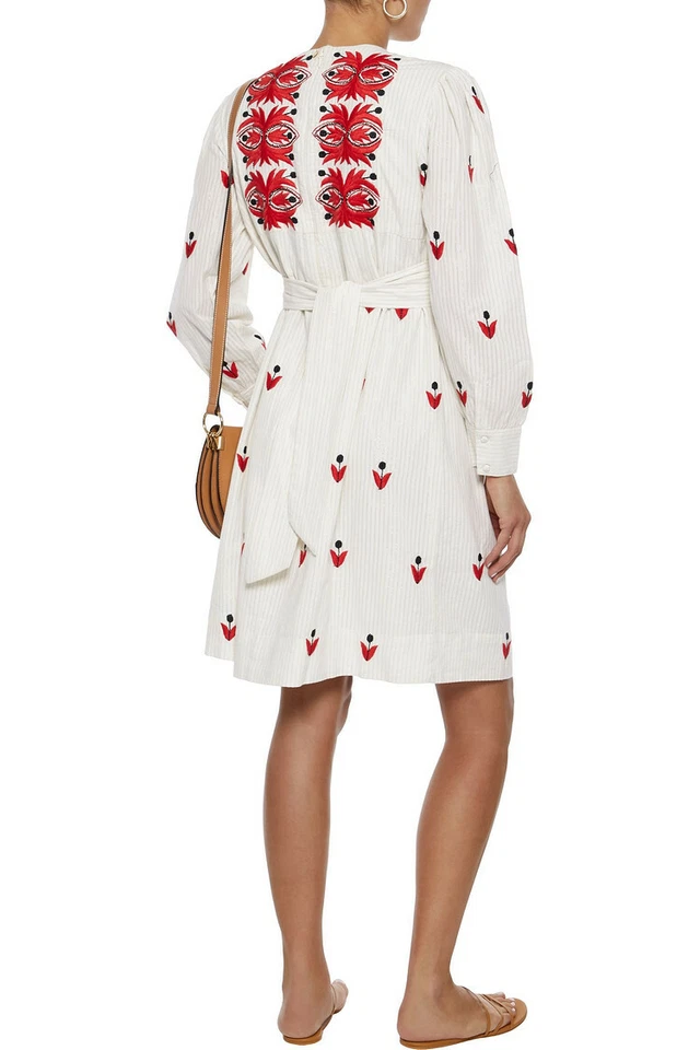 Antik Batik Mexi Embroidered Short Dress Metallic Stripe Dress Size Small / 38 - Image 2 of 4