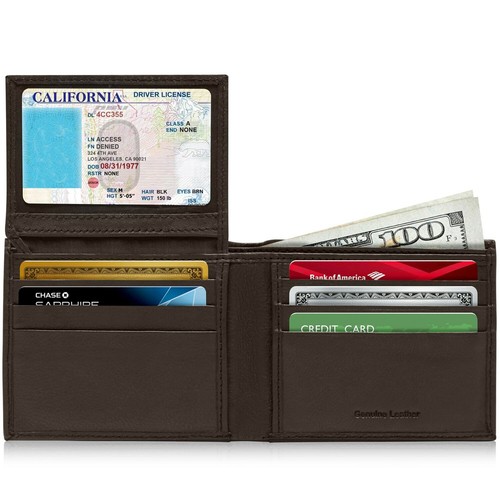 Genuine Leather Wallet For Mens Bifold Wallet Slim Mens Wallet RFID Blocking - Picture 12 of 20