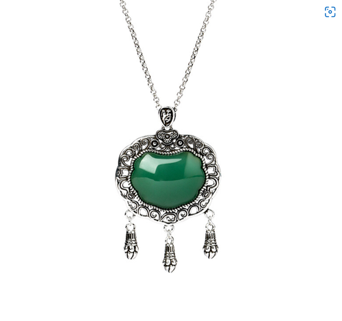 Jade Bohemian Pendant Necklace Charm 18K Gold Plated Chain Retro Dainty Gemstone - Bild 4 von 5
