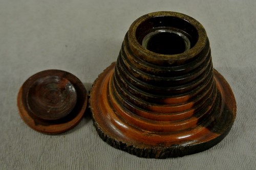 TINTERO PEQUEÑO ÁRBOL ANTIGUO GEORGIANO ""LIGNUM VITAE"". - Imagen 3 de 10