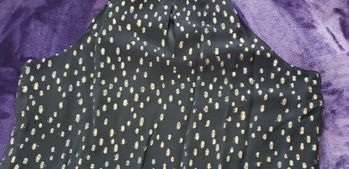 NWOT Lilly Pulitzer GOLD METALLIC CLIP DONITA HALTER TOP, ONYX BLACK, Size 16 - Picture 16 of 17