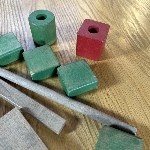 Vintage Wooden Colored Blocks 1969 Milton Bradley Playskool Kids Toy Building - Picture 4 of 12