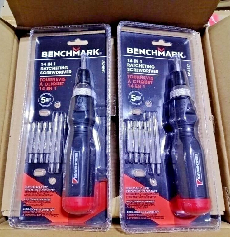 Benchmark Ratcheting Screwdriver Set 14 in 1 2x Sets NEW eBay