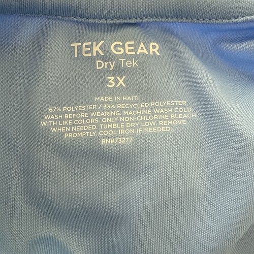 Tek Gear Sweat Wicking Breathable Performance Active Tank Top Sky Blue Sz 3X NWT - Picture 6 of 6