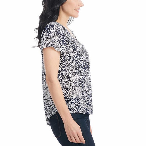 Hilary Radley Ladies' Printed V Neck Blouse Short Sleeve Comfort Fit - F11 - Picture 9 of 17