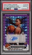 2023 TOPPS CHROME AUTOS PURPLE GEOMETRIC VICTOR WEMBANYAMA ROOKIE RC PSA 10